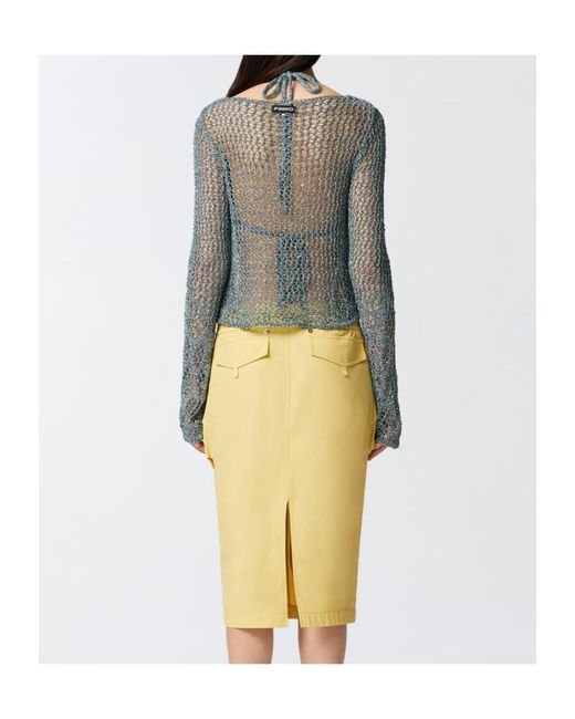 Pinko Blue Halterneck Triangle-Cup Knitted Top