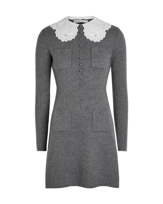 Self-Portrait Gray Knit Mini Dress
