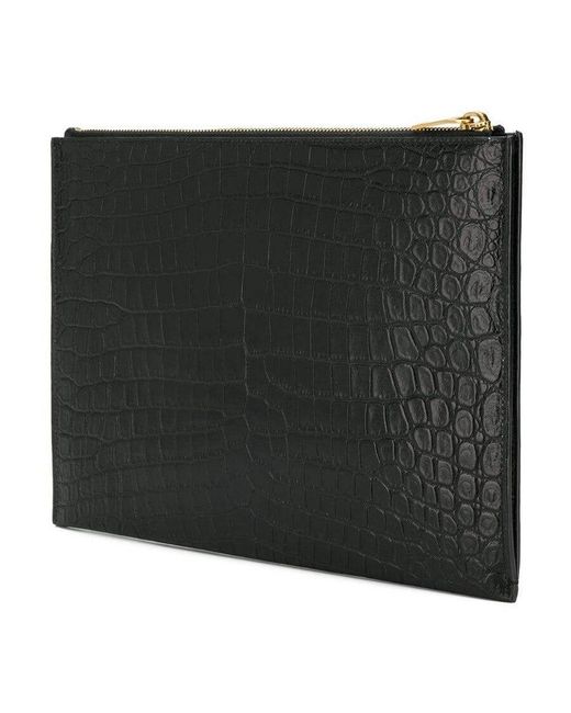 Saint Laurent Black Tiny Monogram Zippered Tablet Holder for men