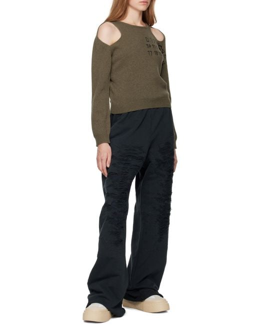 MM6 by Maison Margiela Green Crewneck Cut-Out Jumper