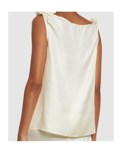 Loulou de Saison Natural Remy Sleeveless Draped Silk Top