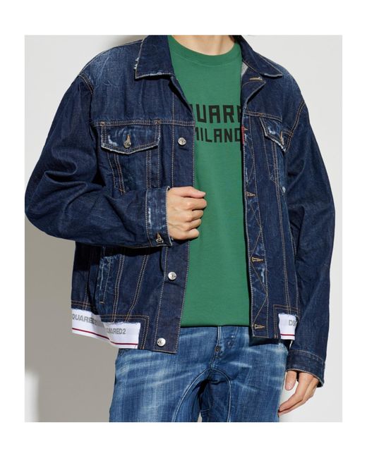 DSquared² Blue Buttoned Distressed Denim Jacket for men