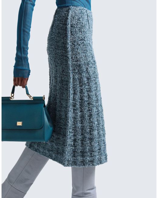 Maison Margiela Blue Colorful Knit Midi Skirt