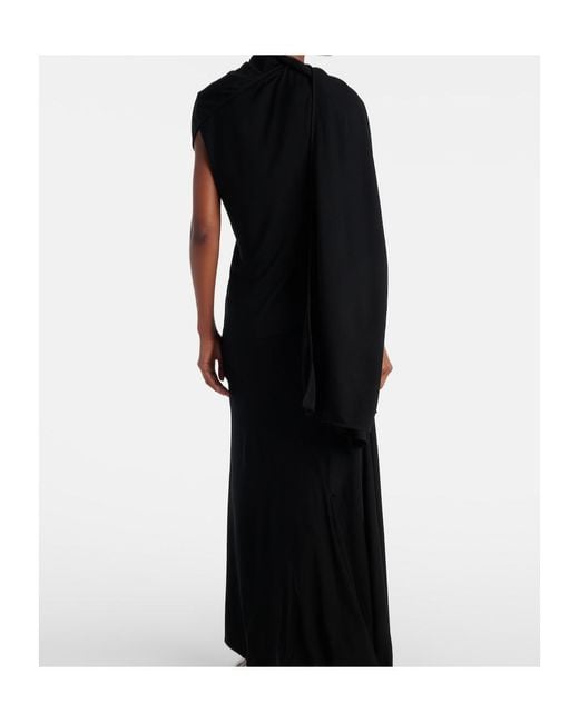 The Row Black Isadra Draped Jersey Top