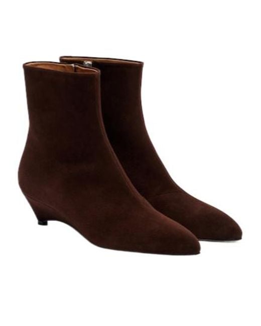 Jil Sander Brown Suede Ankle Boots