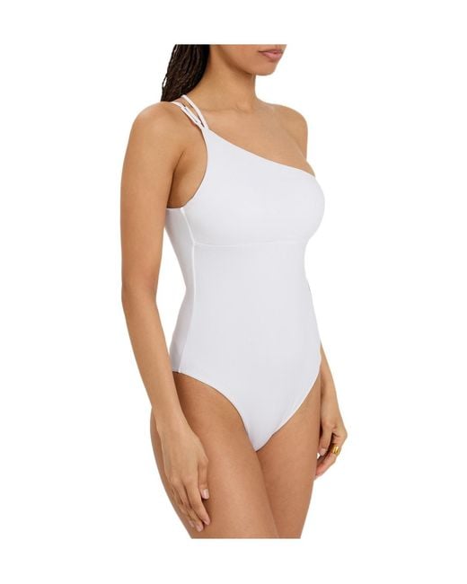 Max Mara White One-Shoulder Swimsuit