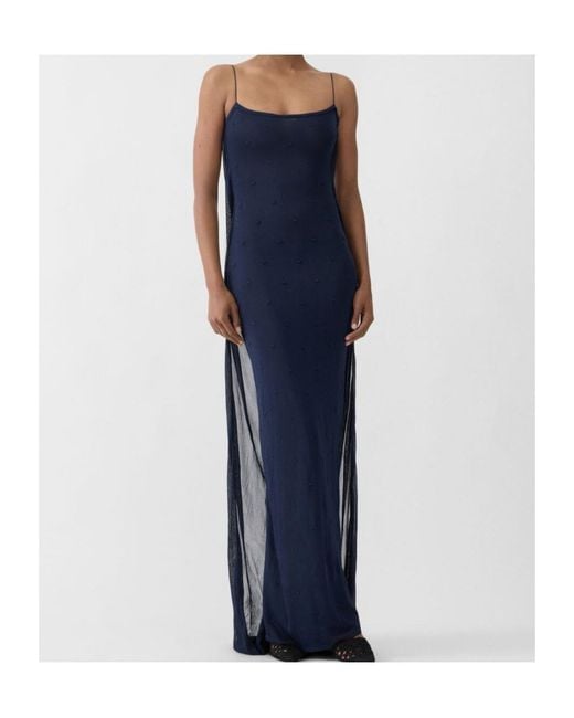 Jacquemus Blue Plumetis Sheer Detailed Maxi Dress