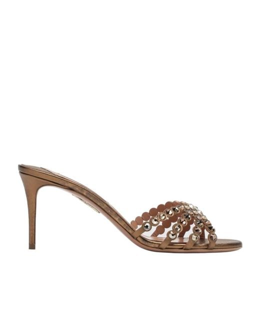 Aquazzura Brown Tequila Embellished Sandals
