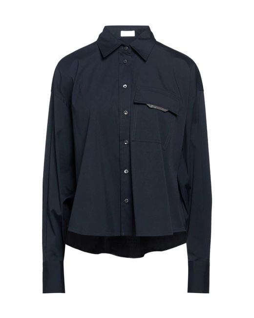 Brunello Cucinelli Blue Solid Color Shirts