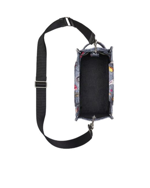 Marc Jacobs Blue The Trompe L'Oeil Trinket Canvas Small Tote Bag