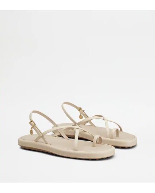 Tod's White Cross-Strap Flat Sandals