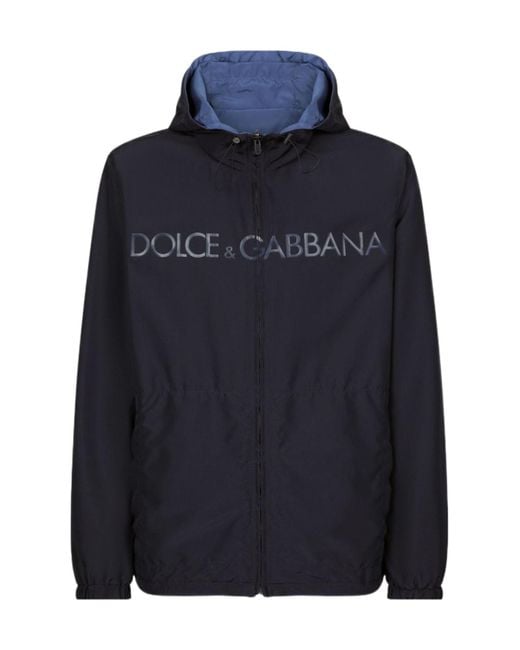 Dolce & Gabbana Blue Logo Reversible Windbreaker Jacket for men