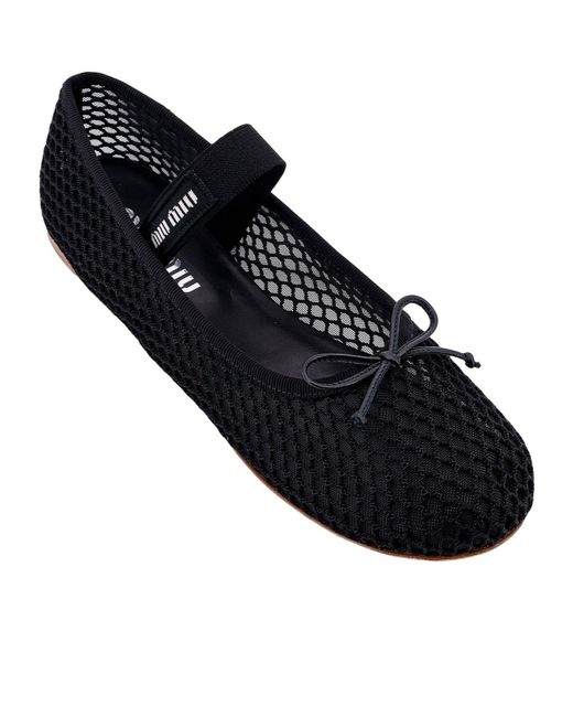 Miu Miu Black Mesh Ballet Flats