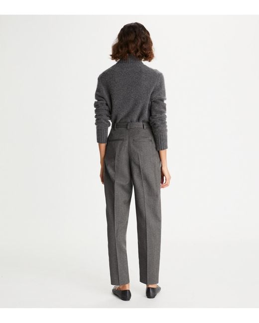 Tory Burch Gray Mid-Rise Loose-Fit Pants