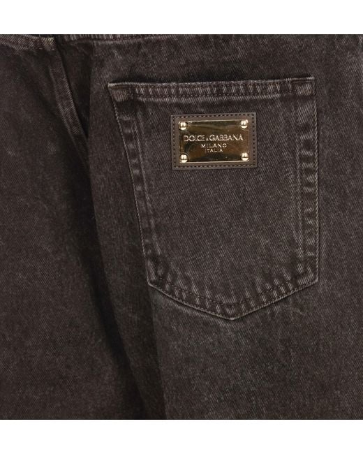 Dolce & Gabbana Black Ripped-Detailing Knee-Length Denim Shorts for men