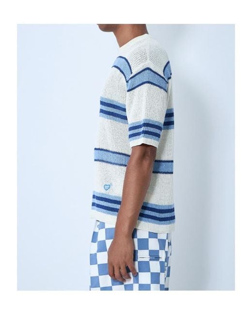 Human Made Blue Striped Short-Sleeve Knitwear for men