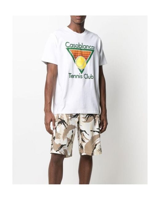 KENZO White Tropic Camo Print Cargo Shorts for men