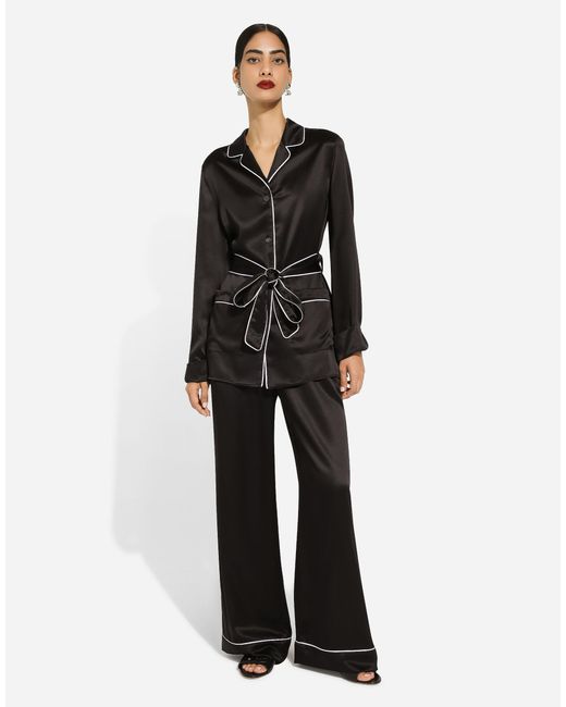 Dolce & Gabbana Black Contrasting Piping Pajama Pants