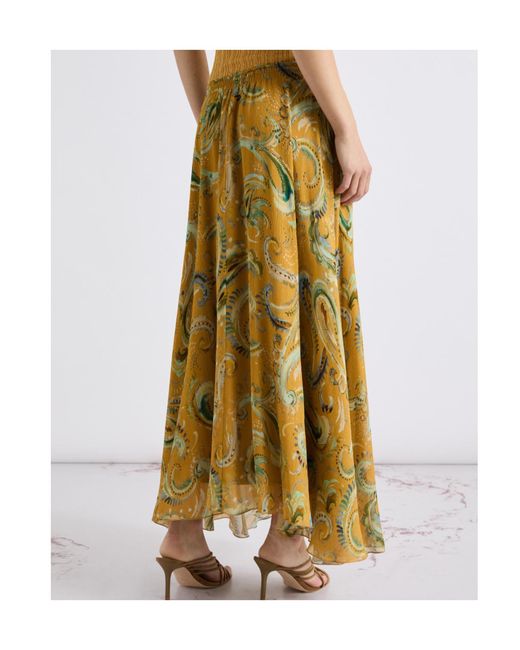 Marella Yellow Flared Crepon Skirt