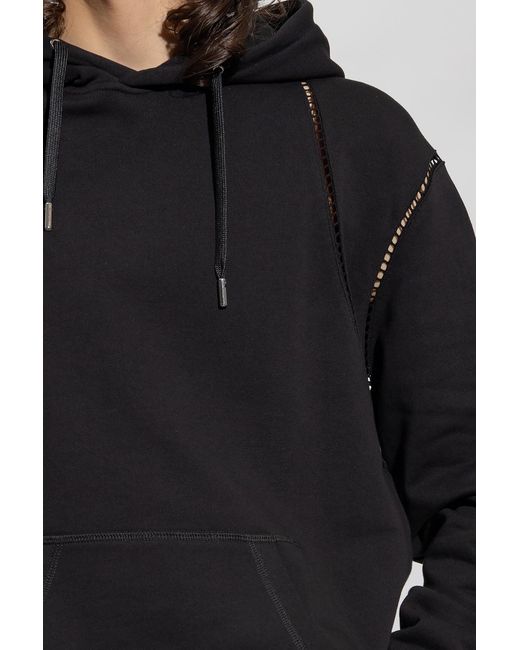 McQueen Blue Cut-Out Detailed Drawstring Hoodie for men