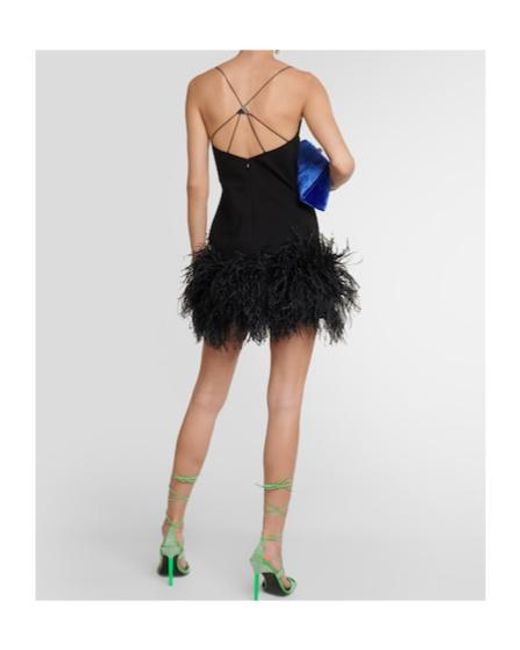 The Attico Black Feather-Trimmed Minidress