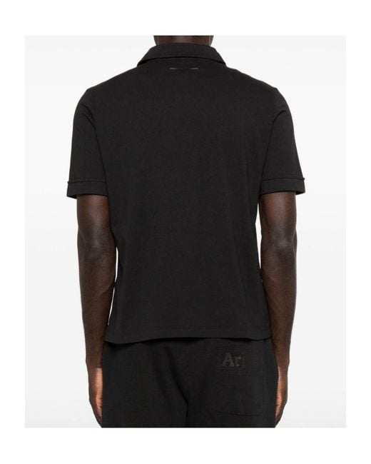 MM6 by Maison Margiela Black Logo-Embroidered Polo Shirt for men
