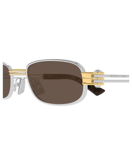 Bottega Veneta White Eyewear Rectangular Frame Sunglasses for men