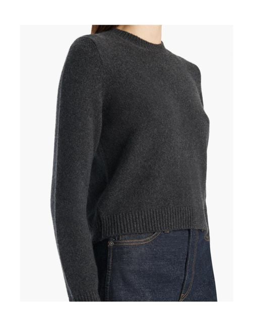 Khaite Black Cropped Ribbed Knitted Sweater