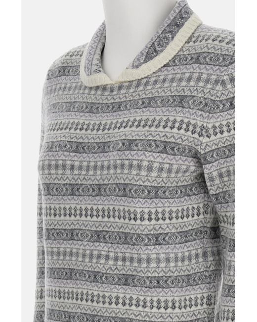 Thom Browne Gray Fair Isle-Jacquard Peter Pan Collar Sweater