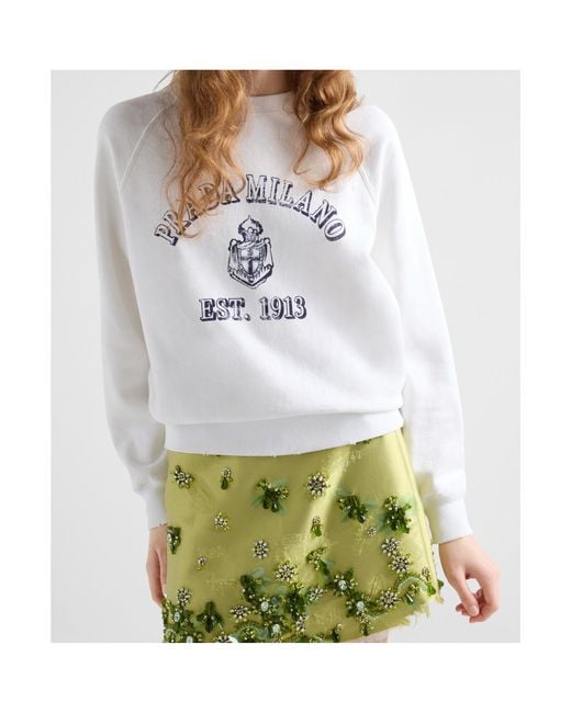 Prada White Cotton Crew-Neck Sweatshirt