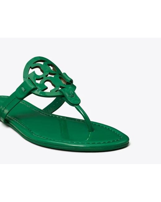 Tory Burch Green Miller Double T Slides