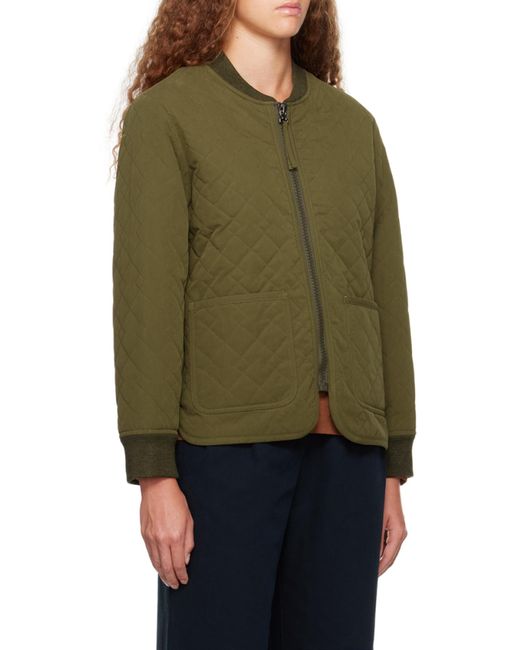 A.P.C. Green Elea Quilted Bomber Jacket