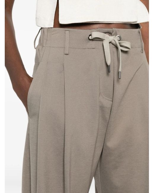 Brunello Cucinelli Gray Drawstring Pleated Trousers