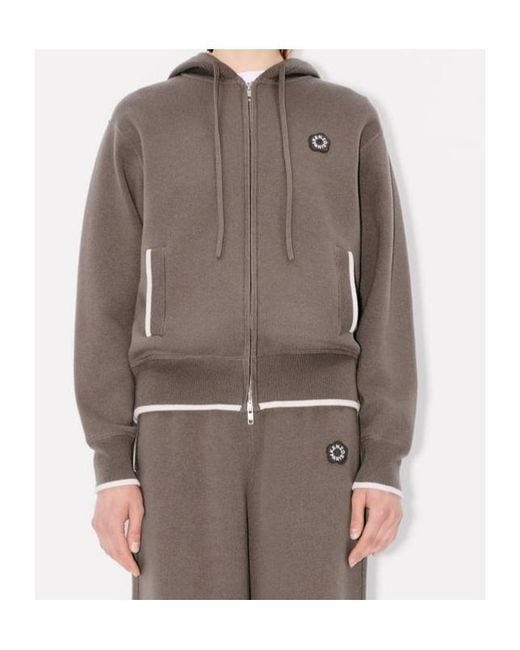 KENZO Brown Logo Patch Zip-Up Jacket
