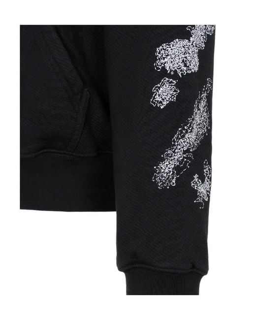 Off-White c/o Virgil Abloh Black Diag Stripe-Embroidered Cotton Hoodie for men
