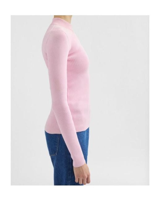 Jil Sander Pink Technical Mock-Neck Sweater