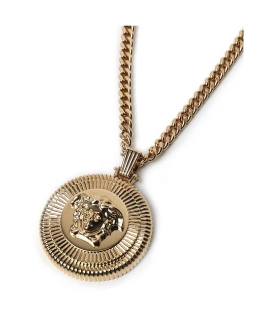 Versace White Medusa Pendant Chain Necklace for men