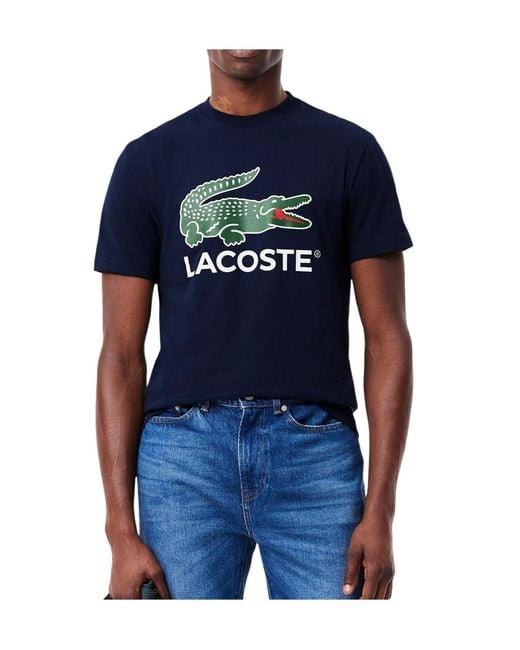 Lacoste Blue Cotton Shortsleeve Tshirt for men