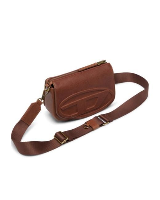 DIESEL Brown 1Dr Logo Embossed Camera Bag