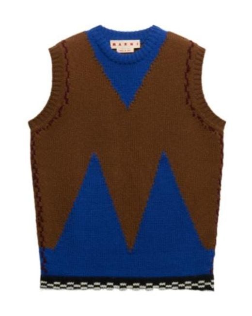 Marni Blue M Intarsia Vest for men