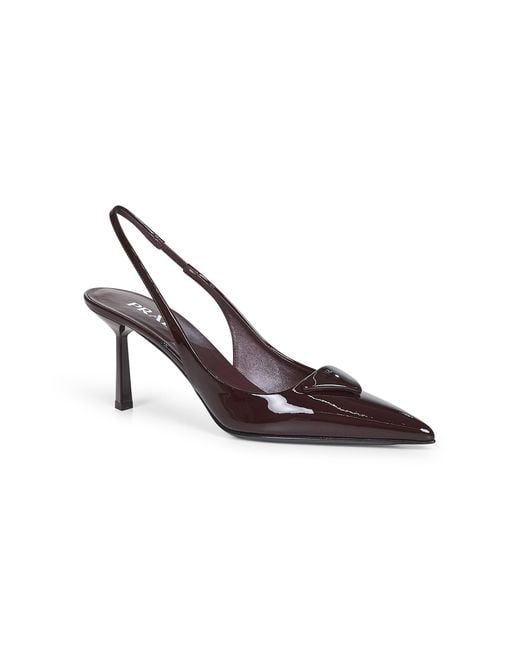 Prada Brown Pointed-Toe Slingback Pumps