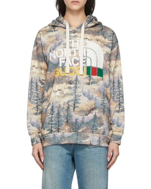 Gucci White X The North Face Logo-Print Cotton Hoodie for men