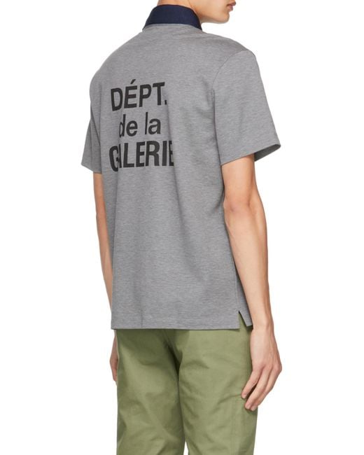 Lanvin Gray Short-Sleeved Lapel Polo Shirt for men