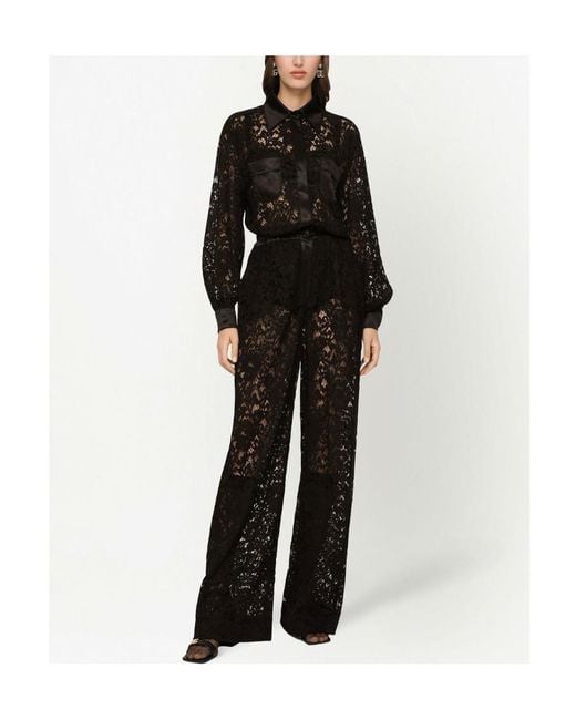 Dolce & Gabbana Black Lace Long Sleeved Jumpsuit