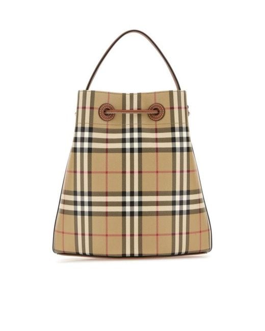 Burberry Natural Small Drawstring Bucket Bag