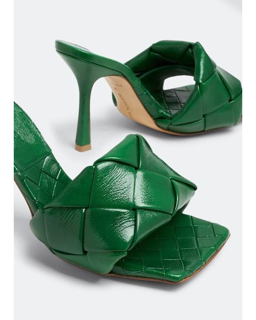 Bottega Veneta Green Lido Slides