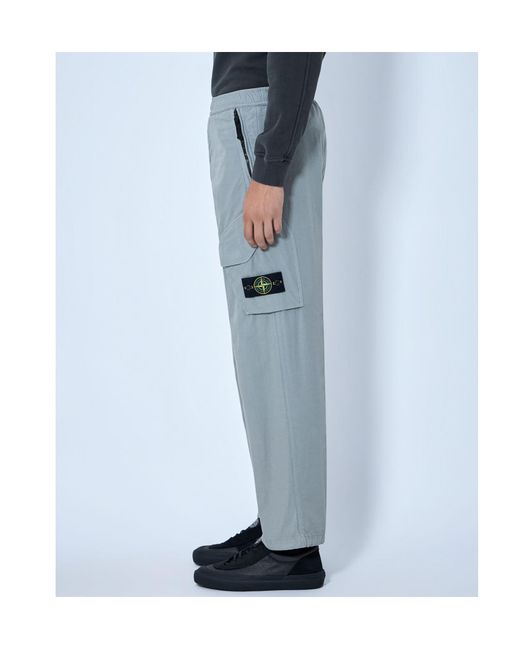 Stone Island Blue Cargo Trousers With Elasticated Waistband for men