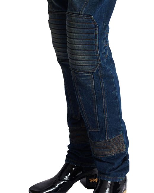 Balmain Blue Belt-Loop Jeans for men