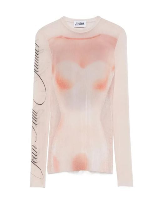 Jean Paul Gaultier Pink Outline Print T-Shirt