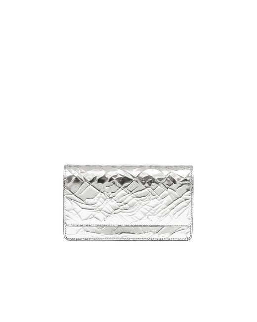 Maison Margiela White Textured Foldover Chain Wallet